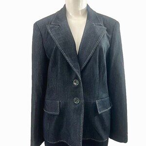 Kasper Blazer Suit Jacket Gray Women Size 12 Long Sleeve Button Formal Career